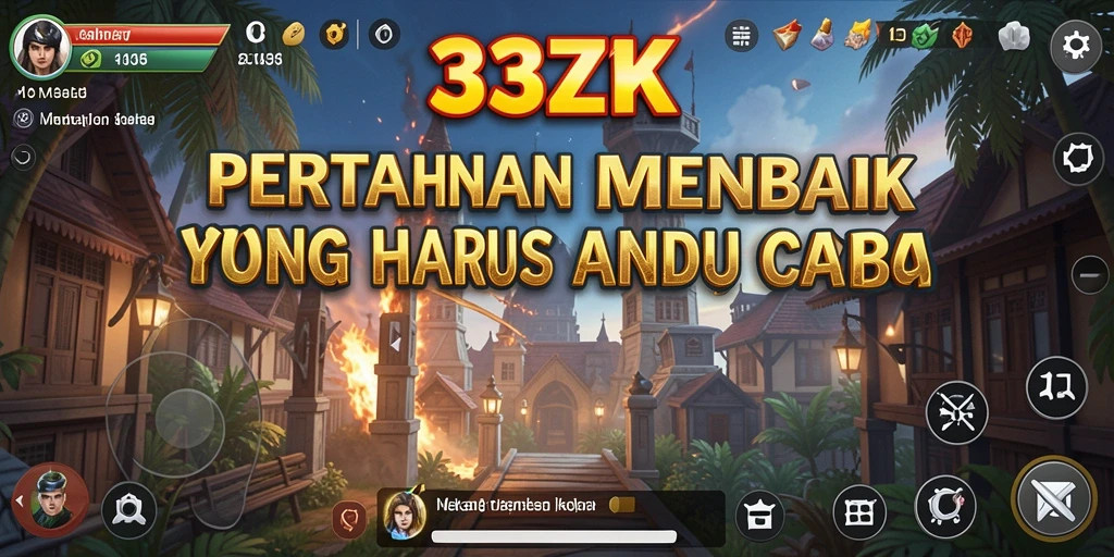 Tangkapan layar dari gameplay 33ZK menunjukkan pertahanan menara yang strategis.