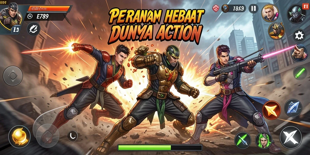 Screenshot gameplay EE789 menunjukkan pertarungan yang intens dan mendebarkan.