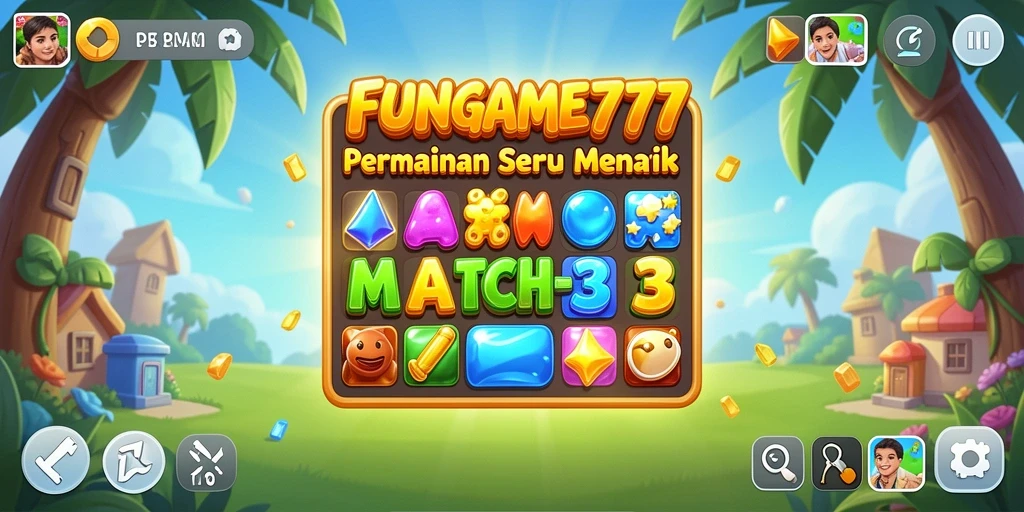 Tampilan gameplay FUNGAME777 yang penuh warna dan menarik dalam permainan Match-3.