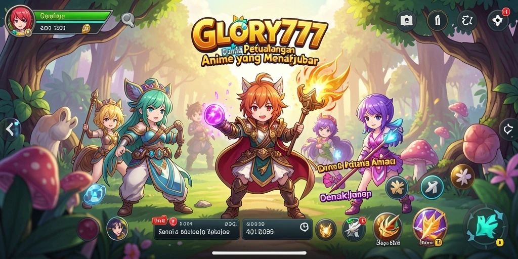 Tangkapan layar utama gameplay GLORY777 dengan aksi seru karakter Anime.