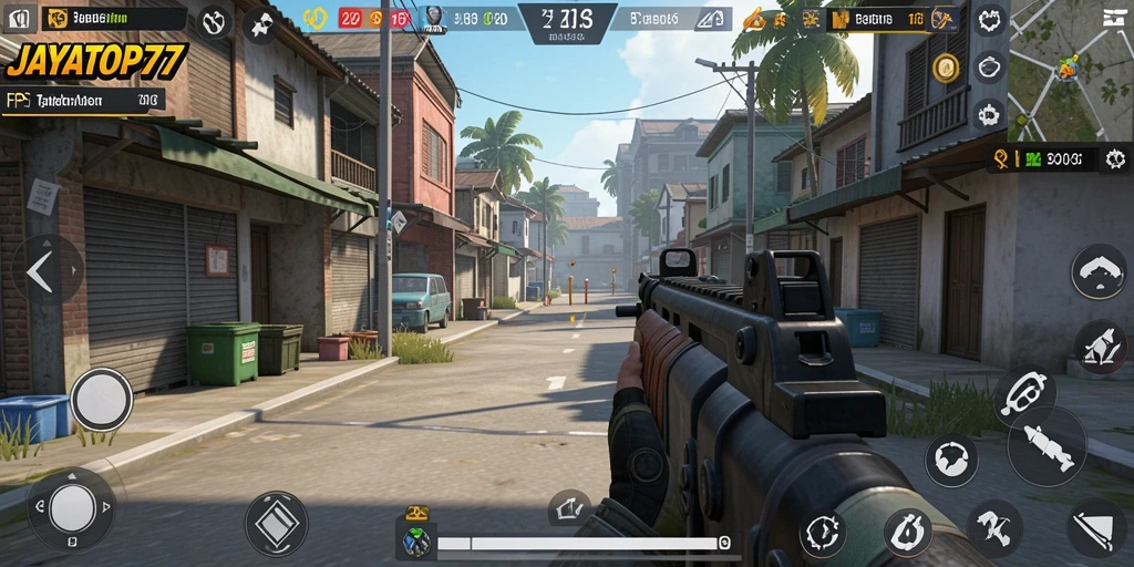 Screenshot dari gameplay mendebarkan JAYATOP77, menunjukkan aksi intens di medan perang.