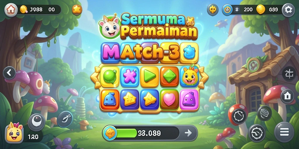 Tangkapan layar permainan JVS88 yang menunjukkan keseruan gameplay Match-3.