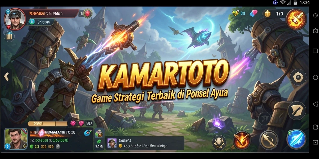 Screenshot gameplay KAMARTOTO dengan pertempuran strategi yang mendebarkan.