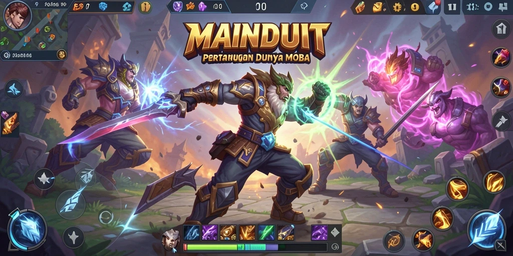 Screenshot gameplay MAINDUIT yang menampilkan pertarungan seru antar tim.