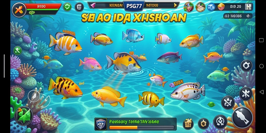 Screenshot PSG77 menampilkan aksi menembak ikan yang mendebarkan.