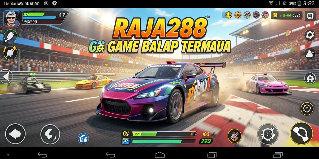 Tampilan gameplay balap yang menarik di RAJA288.