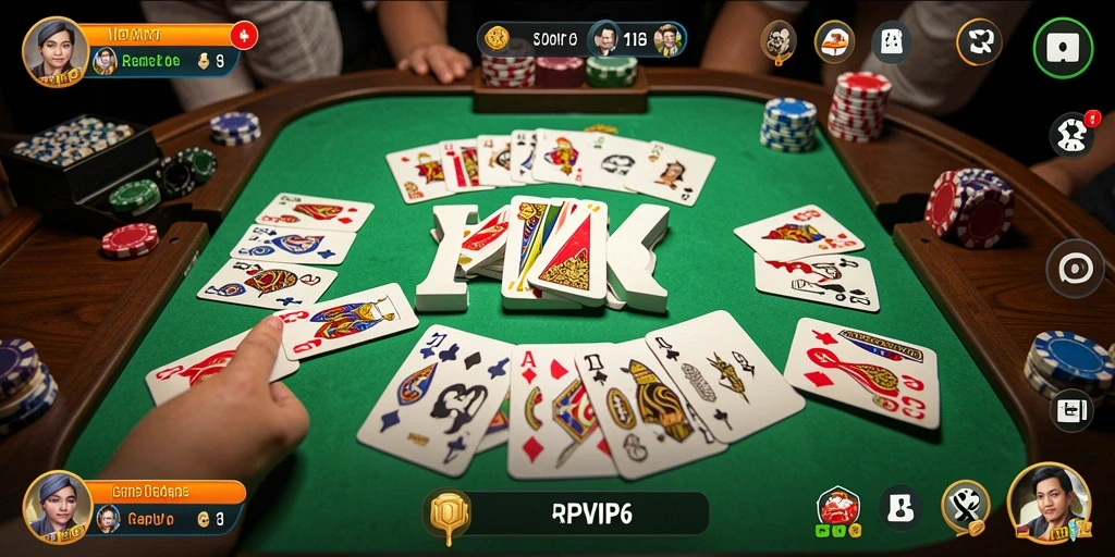 Screenshot gameplay RPVIP6 yang menampilkan permainan Gaple yang seru.