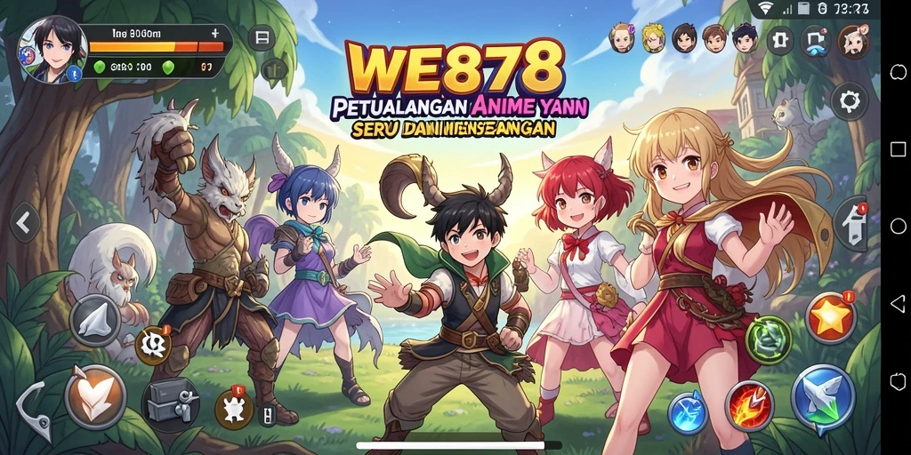 Tangkapan layar gameplay WE878 yang menampilkan aksi seru di dunia anime.