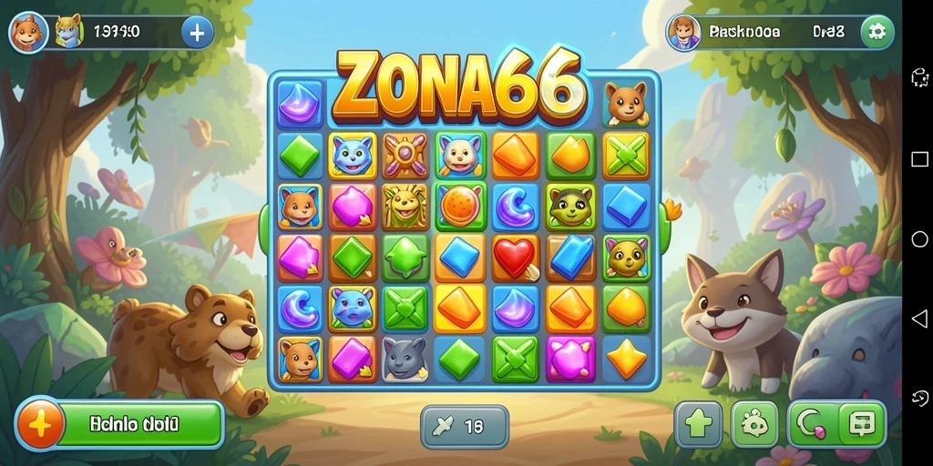 Gameplay seru ZONA66 dengan tantangan Match-3 yang mengasyikkan.